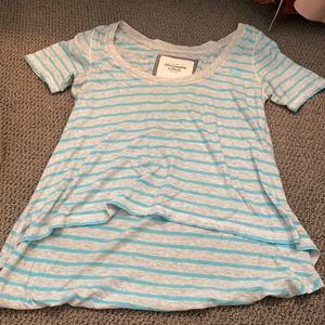 Abercrombie blue gray strip drapey shirt